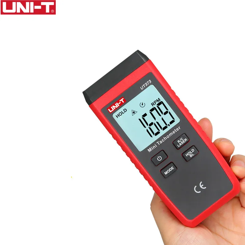Tanie UNI T UT373 Mini cyfrowy tachometr laserowy bezdotykowy obrotomierz RPM zakres 10 99999RPM obrotomierz przebieg Km h podświetlenie