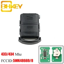 Bhkey chave de carro controle remoto, 2 botões para opel/vauxhall agila meriva astra corsa c combo tigra vectra 2001-2005 sem chip para 5wk4 8668