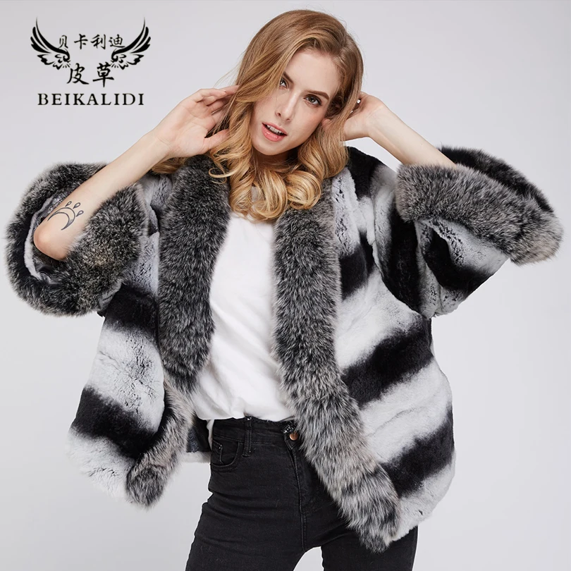 Veste Pardessus Hiver Avec Picture Beikalidi Femme Fox Col Show Silver Des Fourrure Naturelle Lapin As Réel De Rex Femmes Manteau awCgv