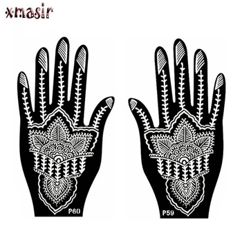 

1Pair (2pcs) Left Right Hand Mehndi Henna Tattoo Stencils, Henna Glitter Airbrush Tattoo Large Template Stencil For Painting