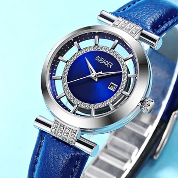

Quartz Watch Fashion Women Wristwatch Hollow Dual Case Watch Genuine Leather Waterproof Steel Watch for Women Female Clock