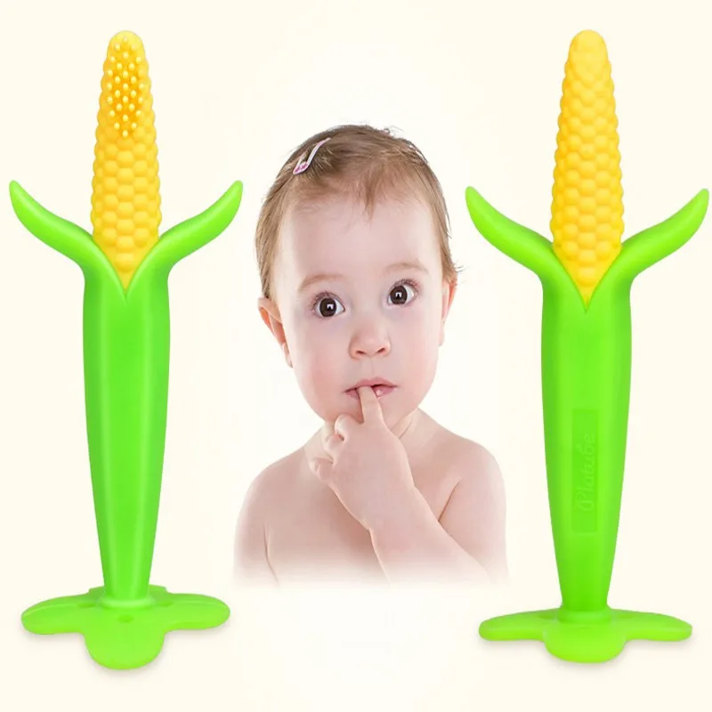 3 12 Months Baby Toothbrush Food Grade Silicone Gutta Baby Cartoon Bite