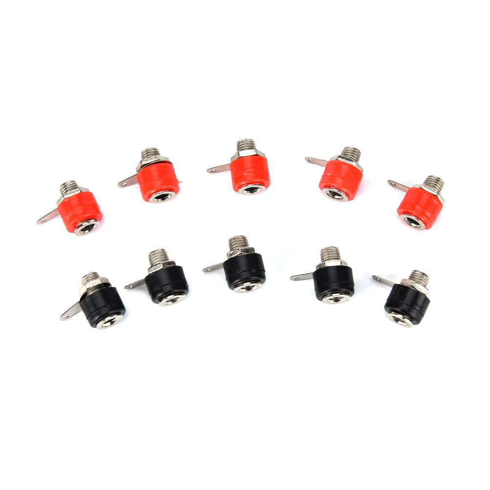 JETTING 10Pcs 4mm Banana Panel Socket Test Probe Binding Post Nut Plug Jack Connector