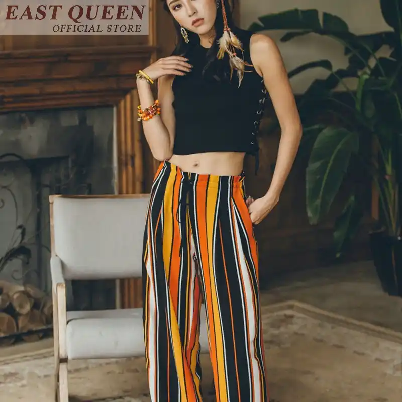 striped boho pants