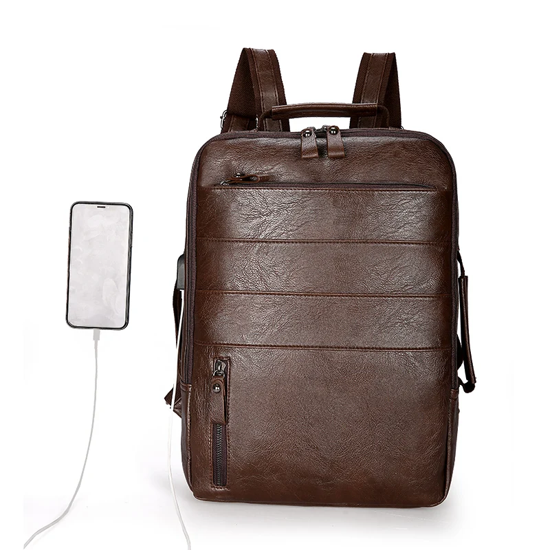 

Fashion Luggage Bag for Men and Women Waterproof Backpack for Travel PU Leather Backpack 15" Laptop USB Charge Computer Bookbag