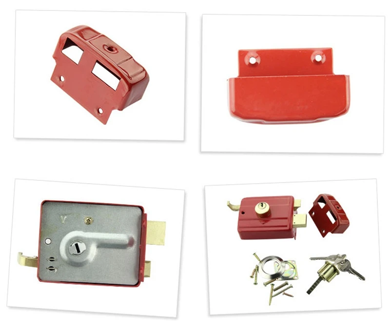 Security Anti-theft Exterior Door Retro Red Locks Multiple Insurance Lock Wooden Door Lock 4