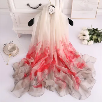 

Women summer Silk Scarf Digital Print Big size Shawl Wrap Luxury Brand Long Soft Foulard New2019 scarves
