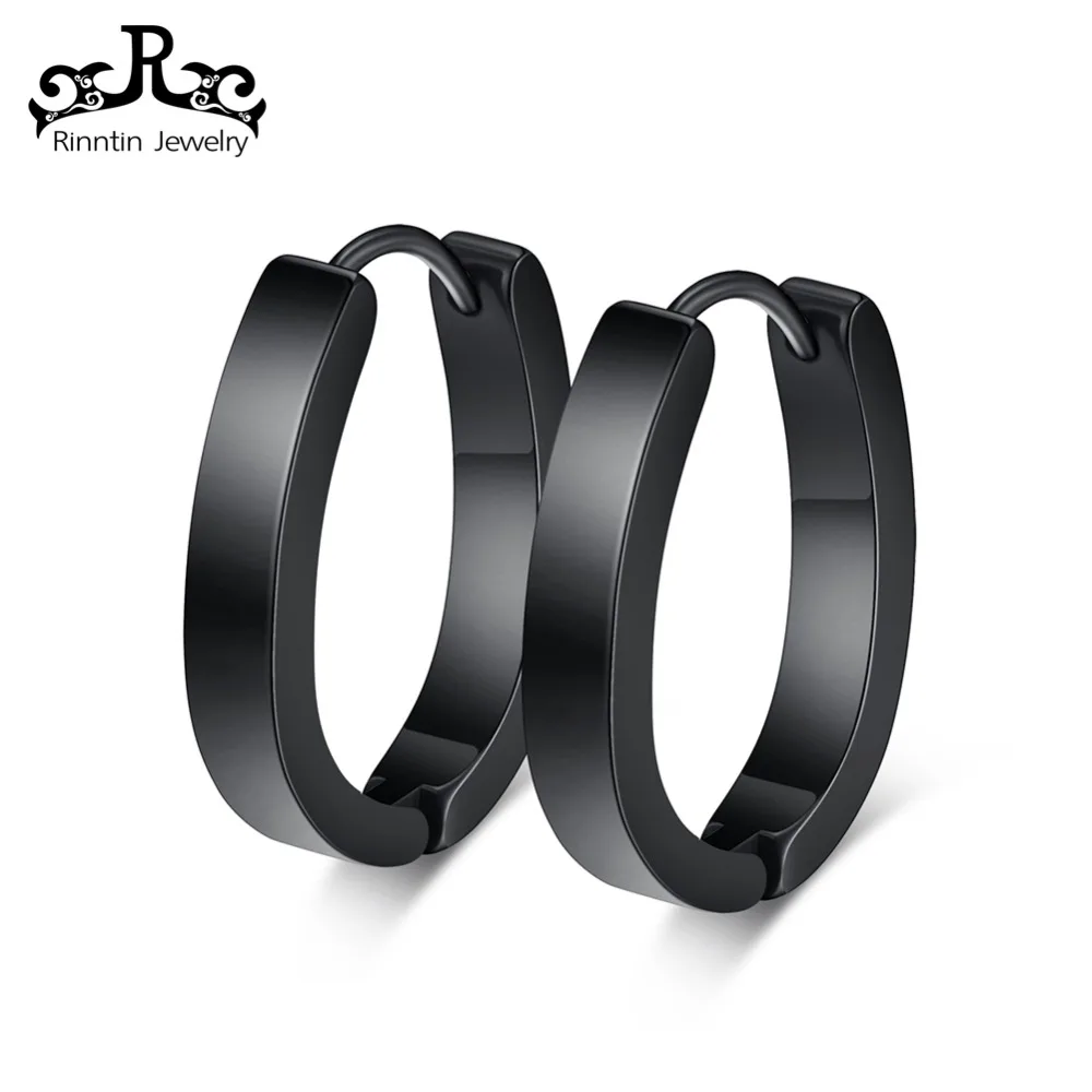 

2019 Rinntin JEWELS Female Stainless steel Stud Earring With Black Color Circle Shape Earring For Women Fashion Jewelry DGTE102