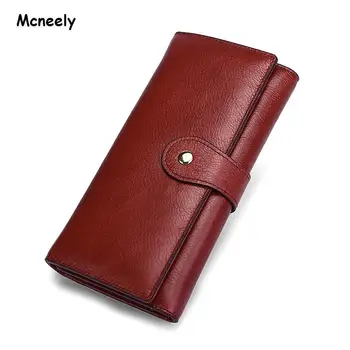 

High Quality Women Genuine Leather Wallet Long Cowhide Wallets Card Holder Purse Female Big Clutch Bag Girls Wallet Money Purse