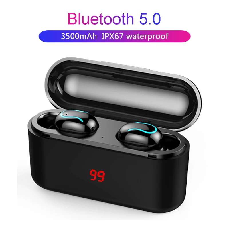 3D стерео звук Bluetooth V5.0 наушники Портативный TWS Беспроводной сенсорный вкладыши с зарядом Чехол спортивные бас гарнитура Авто Мощность ВКЛ/ВЫКЛ