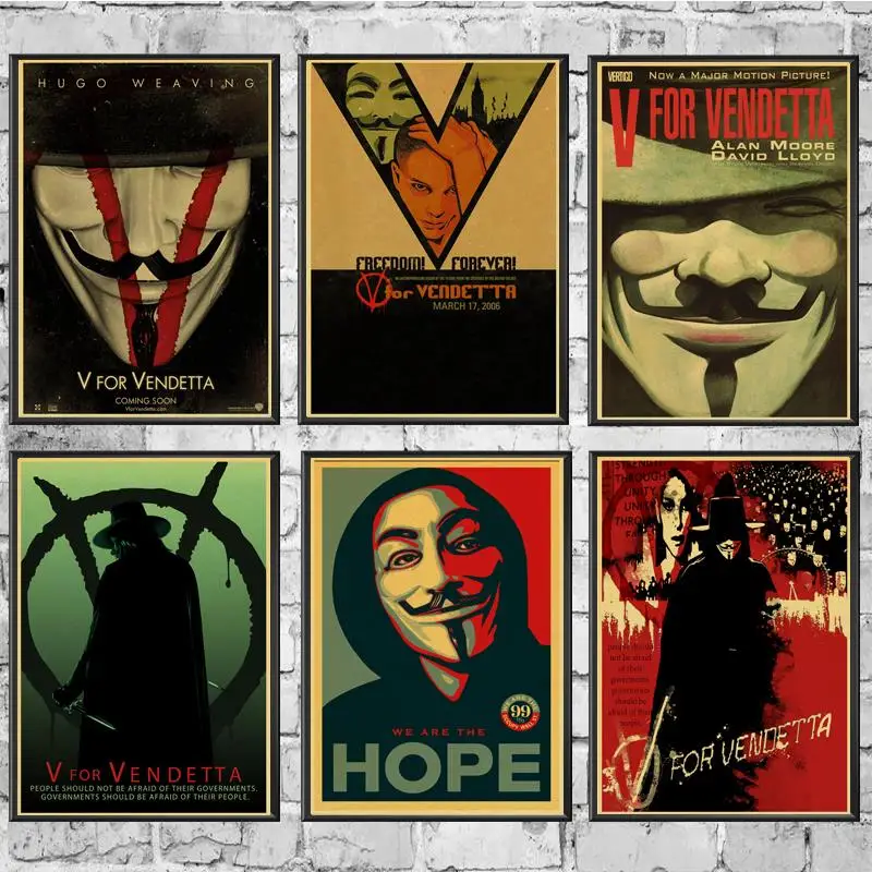 V For Vendetta Mask Guy Fawkes Guitar Car Skateboard Laptop Luggage Stickers Set