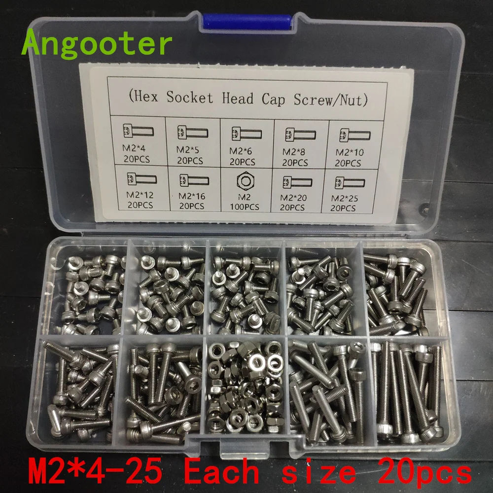 

90pcs or 280Pcs/kit Screw kit bolt kits DIN912 M2 M2.5 M3 Stainless steel Hex Socket Head Cap Screws kits