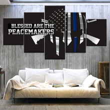 5 Panel HD Printed The Flag Metallic Blessed Are The Peacemakers Print On Canvas Art Painting For home living room decoration raising peacemakers
