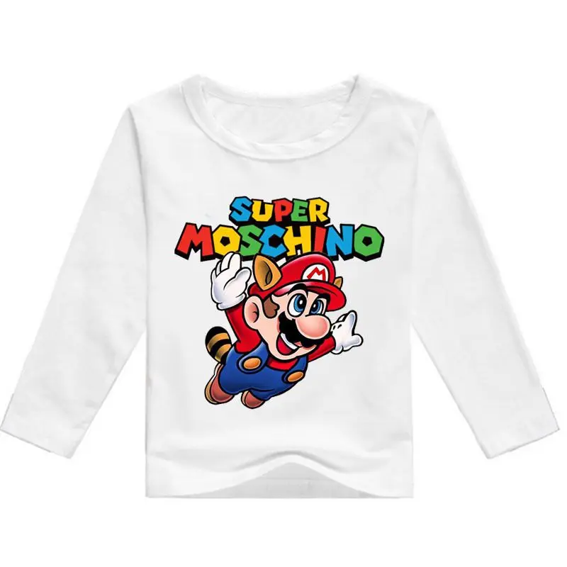 new Super Mario Boys T-shirt Long Sleeves Children's T-shirts Autumn Cartoon Kids Shirts for Boys Clothes Cotton Baby Boy - Цвет: color at picture