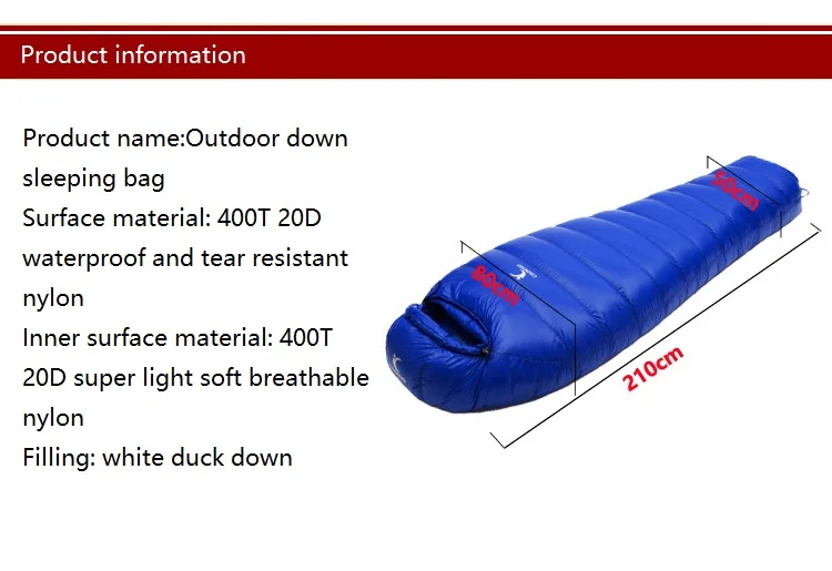 Ultralight Dock Down Sleeping Bag Camping Kantong Tidur Musim