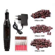 Электрический маникюрный набор, керамический фреза, Гель-лак для удаления ногтей, сверла для ногтей, набор пилок для дизайна ногтей, 300 шт. шлифовальных лент
