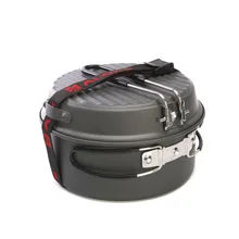 ALOCS 9Pcs Cooking Set Outdoor Portable Camping Hiking Picnic Cookware Pot Pan Bowl Cup Camp Tool