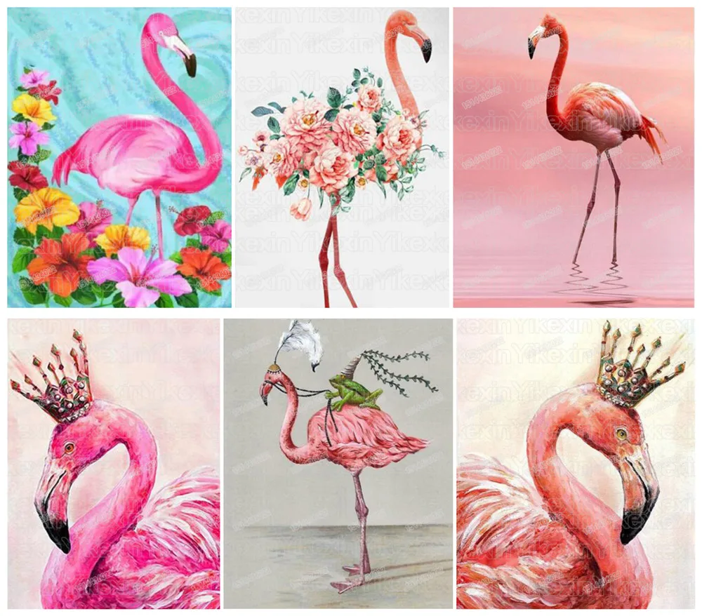 Penuh Bulat Bor 5d Diy Diamond Lukisan Hewan Flamingo 3d Bordir