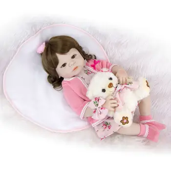 

57cm Full Body Silicone Reborn Girl Baby Doll realistic 23inch Newborn Princess Toddler reborn full silicone present bathe toy