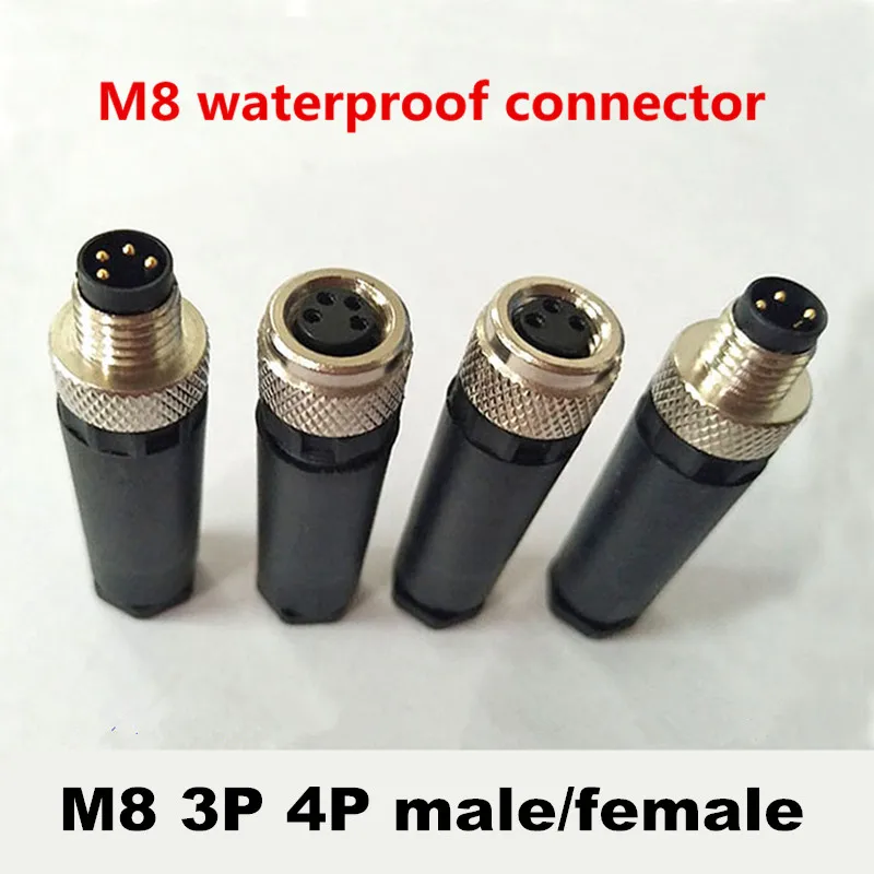 Разъем датчика M8 3Pin 4 Pin водонепроницаемый штекер и гнездо винтовое резьбовое