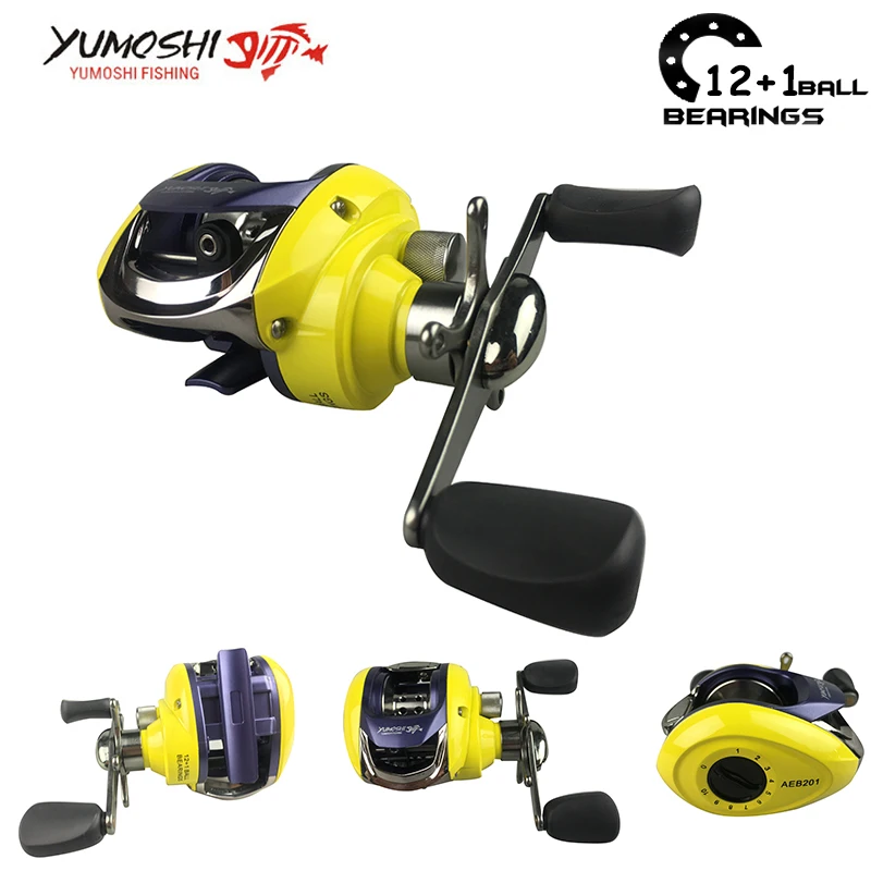 Yumoshi Bait Casting Reels 6.2:1 12+1 Ball Bearings Fishing Reel  low profile reel left right hand baitcasting fishing reels