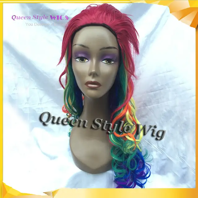 Mermaid Mix Color Wig Rainbow Hair Wig Colorful Long Curly Hair