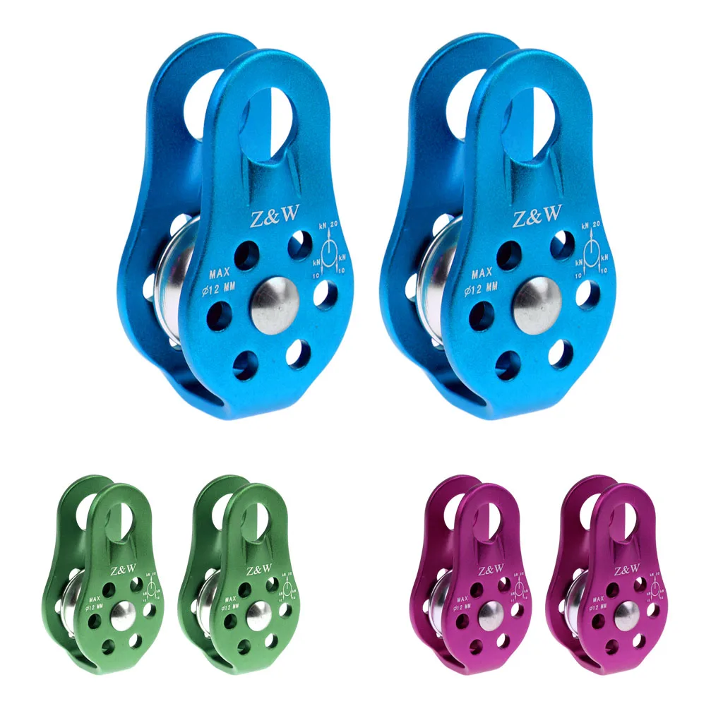Outdoor 2 Pcs 20KN Fixed Rock Climbing Rope Pulley Rappelling Arborist
