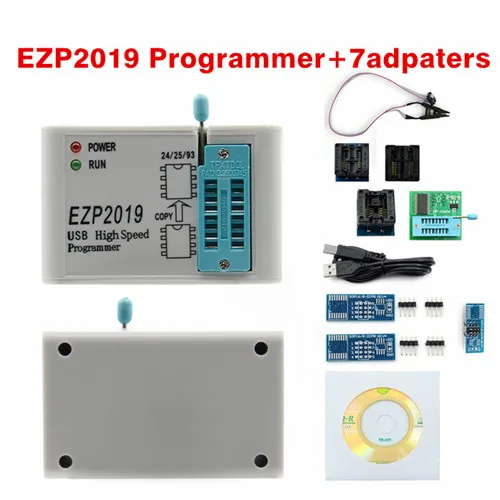 EZP высокое Скорость USB программист EZP2019, украшенное мозаикой из драгоценных камней, 12 розетки Поддержка 24 25 26 93 EEPROM 25 флэш-память, BIOS Чип Поддержка WIN7& WIN8 - Цвет: ezp2019 7 adapter