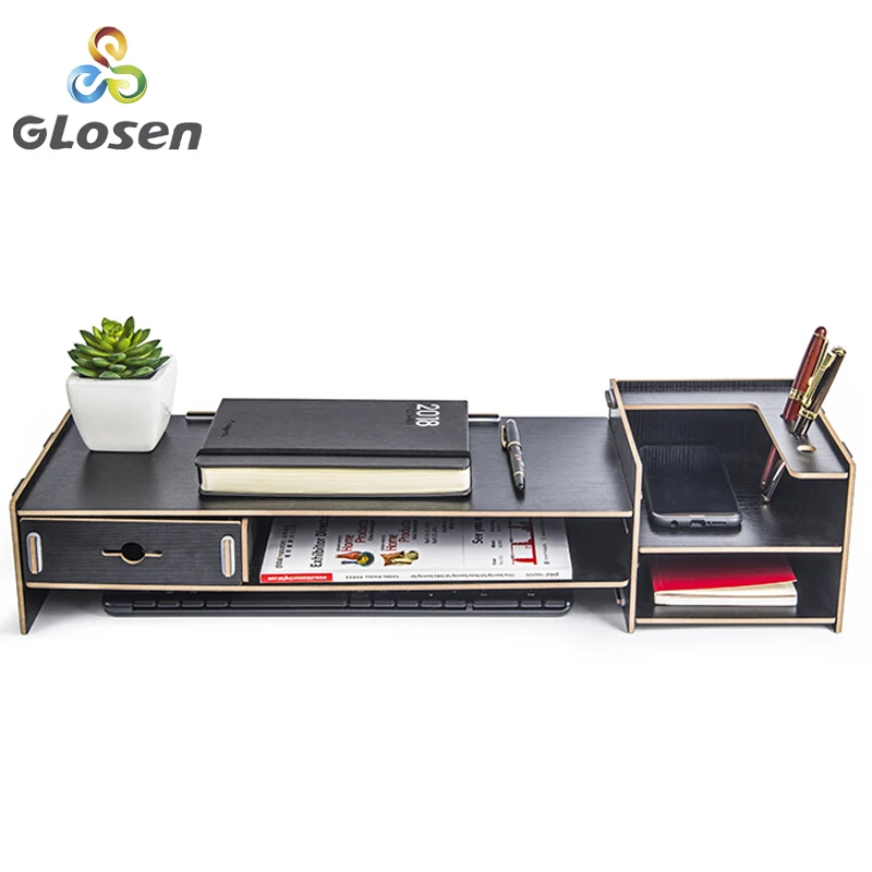 

Computer Monitor Screen Heightening Office Supplies Drawer Desktop Storage Box Holder Keyboard Finishing Rack Glosen D9138
