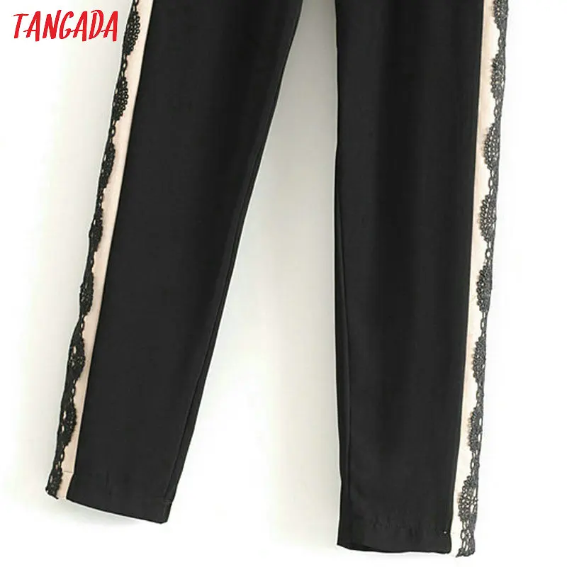 Tangada модные женские кружевные укороченные брюки с эластичной резинкой на талии и карманами, осенние женские элегантные брюки 6A263