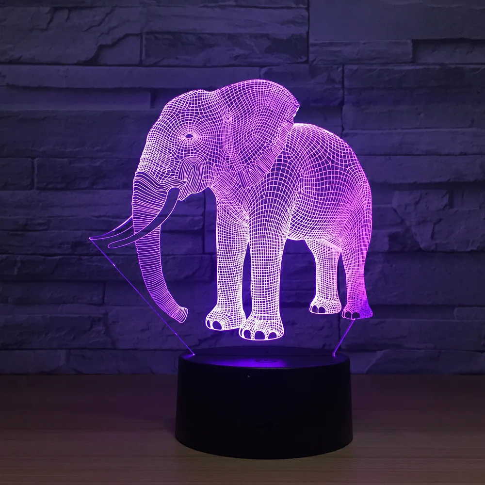 Слон 3d цветная светодиодная лампа Акриловая Luminaria De Mesa Usb Led Рождественские