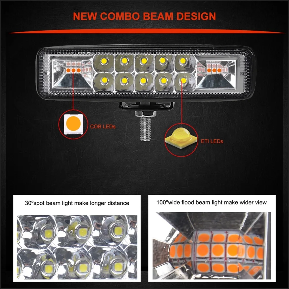 6 дюймов светодиодный рабочий светильник двойной Цвет стробоскоп 12 В 24 В точечный прожектор для внедорожников мото внедорожников ATV Светодиодный дневной противотуманный фонарь точечный светильник