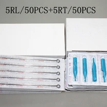 YILONG(5RL+ 5RT) 50 шт одноразовые стерильные иглы для татуировки+ 50 шт синие одноразовые наконечники для татуировки иглы для татуировки продукт