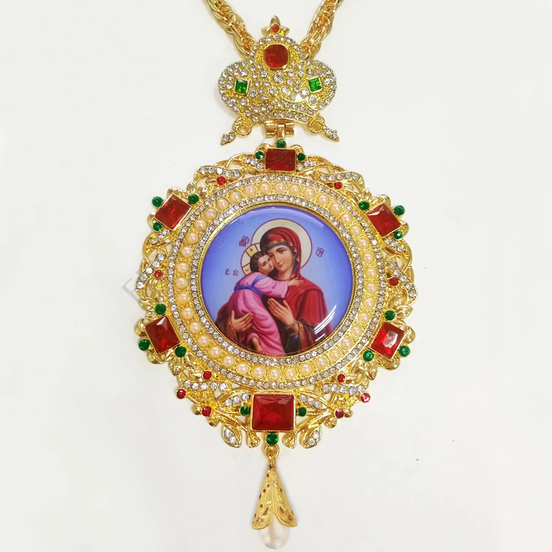 

Orthodox rounded Pectoral Cross design religious icon byzantine Crucifix necklace catholic confirmation gift Pendant