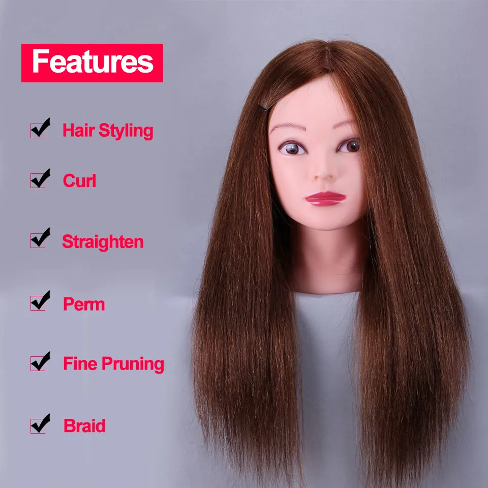 55cm 100 Real Hair Mannequin Head Hairdresser Training Head With