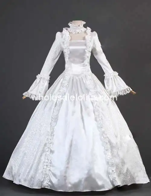 Белое сатиновое парчовое платье 18-го века, платье Марии Антуанетты, свадебное/готическое платье для косплея - Цвет: image color