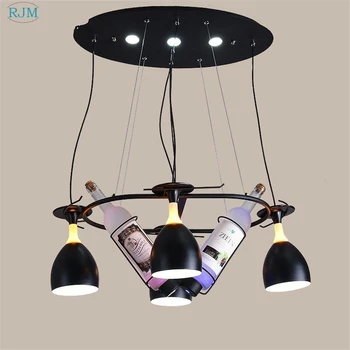 

Modern Wine Bottle Cup LED Pendant Lights Simple Creative Hang Lamps for Living Room Bar Cafe Restaurant Lighting Decor Fixture