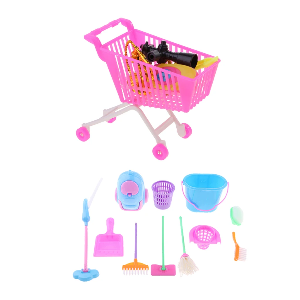 Doll Shopping Cart Plastic Cute Miniature Mini Supermarket Storage Hand