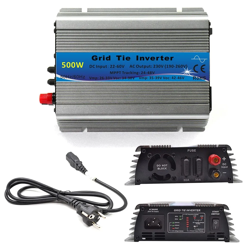 

600W 500W 300W Solar Grid Tie Inverter MPPT Function 22-60VDC input 110V 230VAC Micro On Grid Tied Pure Sine Wave Inverter