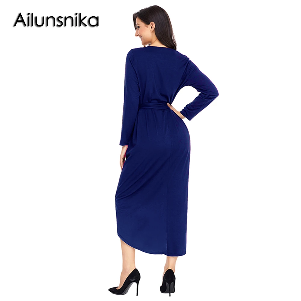 Ailunsnika 2018 Новый осень зима Повседневное черное платье из Джерси для Для женщин
