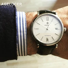 Agelocer Watch Swiss Brand Wrist Watch For Girls Russian Vintage Black Leather Strap Steel Surface Analog Watches Ship By EMS