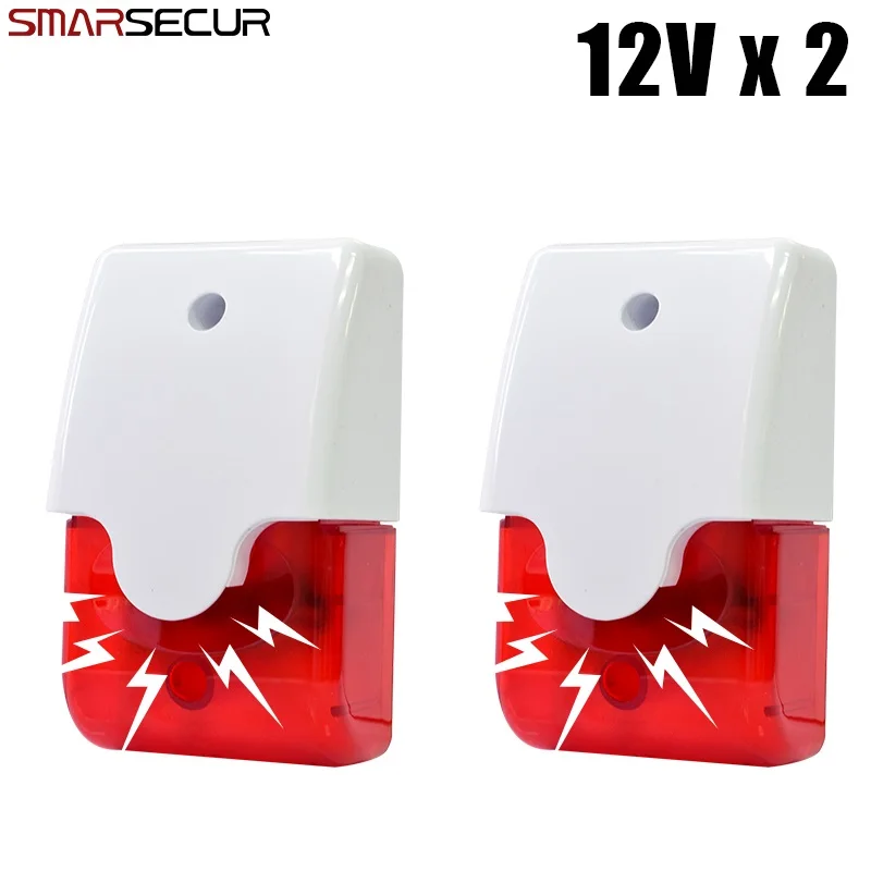 Alarma de sonido estroboscópica con cable inteligente 12 V 24 V 220 V estroboscópico intermitente luz roja sirena de sonido de seguridad para el hogar sistema de alarma 115db