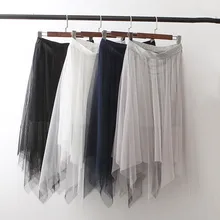 Фатиновые юбки женские модные эластичные Высокая Талия сетчатая юбка-пачка со складками Длинная Юбка-миди faldas saias femininas jupe Y2708