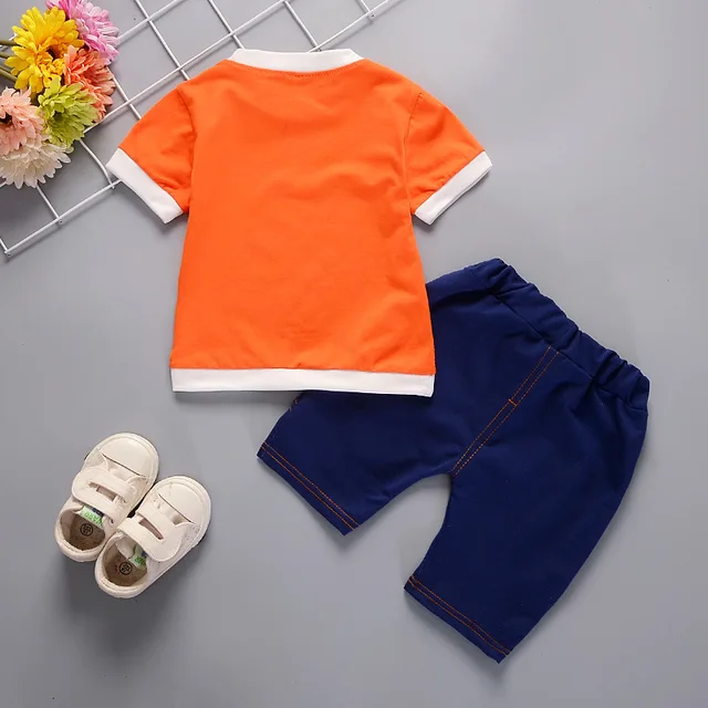 Newborn Orange Blue Clothing Sets For Kids 2