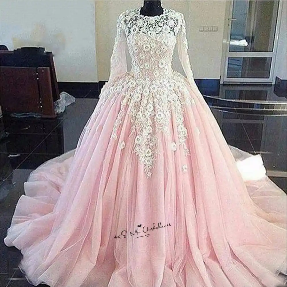 pink and white wedding dress
