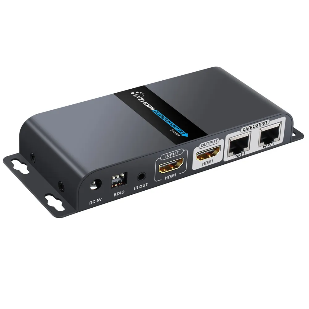  Esynic 40m 1x2 HDMI Extender Splitter HDMI Repeater with 2 Port HDMI Loop Out IR Remote over RJ45 C