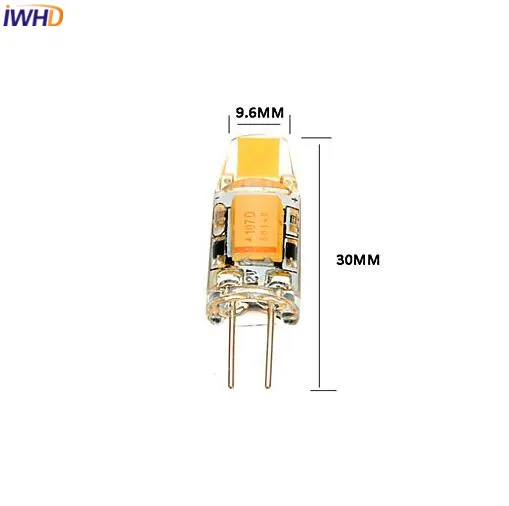 IWHD 10 шт./лот LED G4 12V лампа COB 1W 2700K ~ 6500K Двухштырьковые лампы кукурузные огни крышка