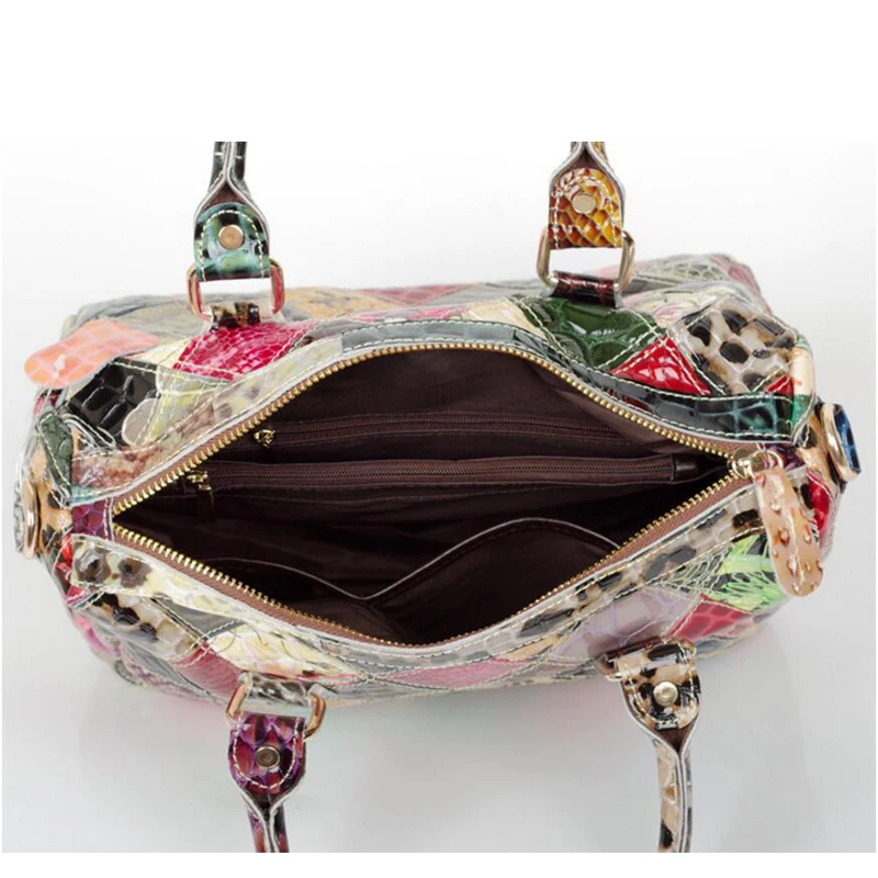 San Marie, женская модная сумка из змеиной лакированной кожи, женская элегантная сумка, повседневные сумки через плечо