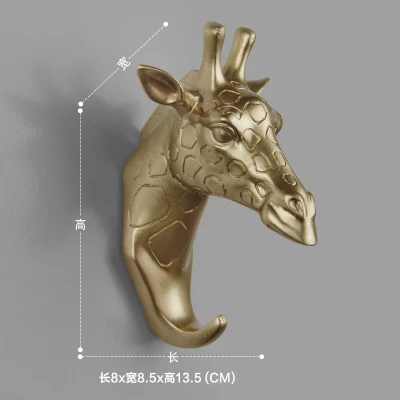 Beste Goud dier Hoofd hars ambachten robe haken wanddecoratie Kleren Jas hoed sleutel opknoping Decoratieve Muur Haken Robe Hanger
