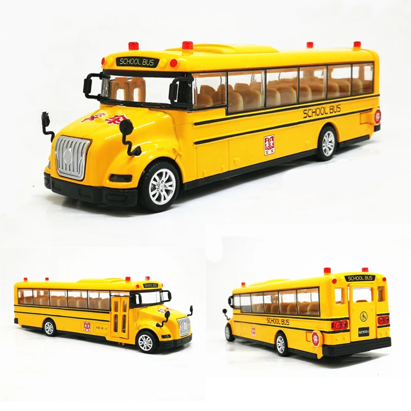 High quality 150 Scale School Bus Alloy Car Model Toy With Pull Back